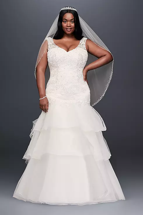 Lace and Tiered Tulle Plus Size Wedding Dress  Image 1