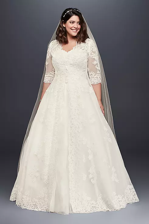Organza Plus Size Wedding Dress with Long Jacket Image 1