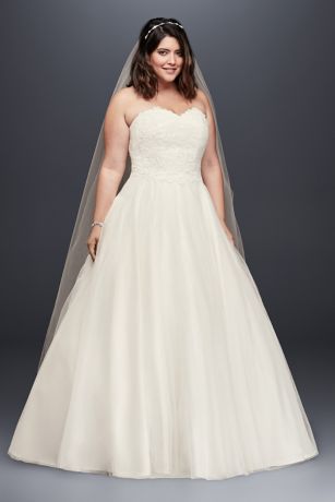 Organza Plus Size Wedding Dress with Long Topper David s Organza Plus Size Wedding Dress with Long Topper David s