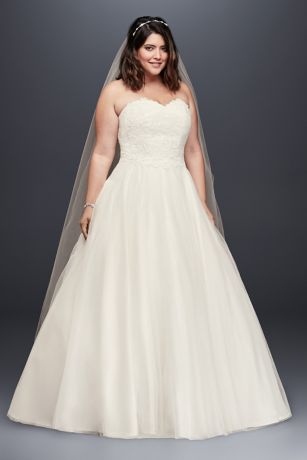 Organza Plus  Size  Wedding  Dress  with Long Topper  David s 