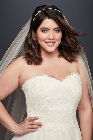 Organza Plus Size Wedding Dress with Long Jacket David's Bridal