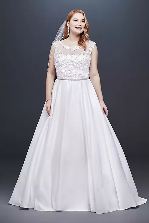 Satin Cap Sleeve Ball Gown Wedding Dress Image 1