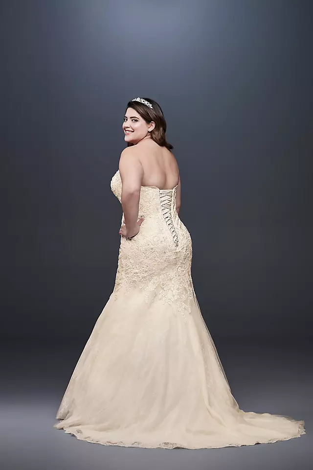 Corset Back Beaded Lace Mermaid Wedding Dress Image 2