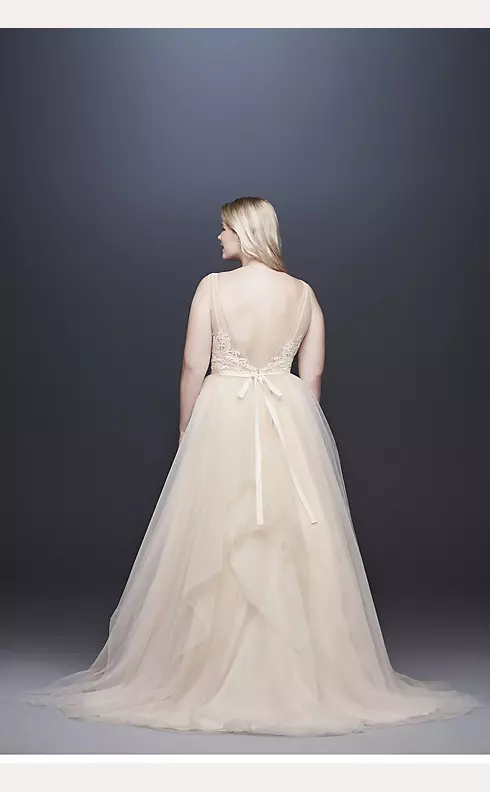 Tulle Tank V-Neck Ball Gown with Layered Skirt Image 2