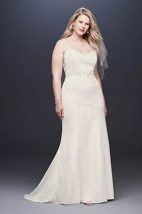Allover Lace Tank Sheath Wedding Dress Image 1