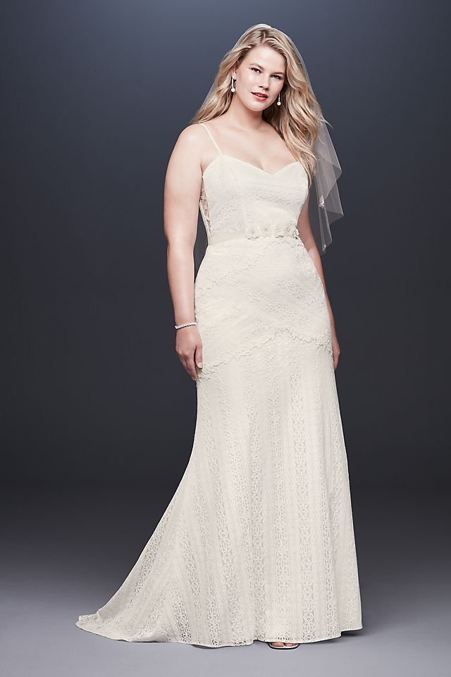 Allover Lace Tank Sheath Wedding Dress Image 5