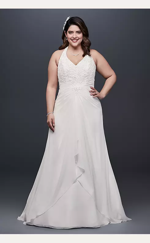 Chiffon Halter A-Line Plus Size Wedding Dress Image 1