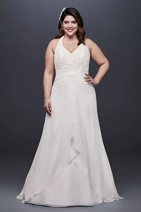 As-Is Chiffon Halter Plus Size Wedding Dress Image 1