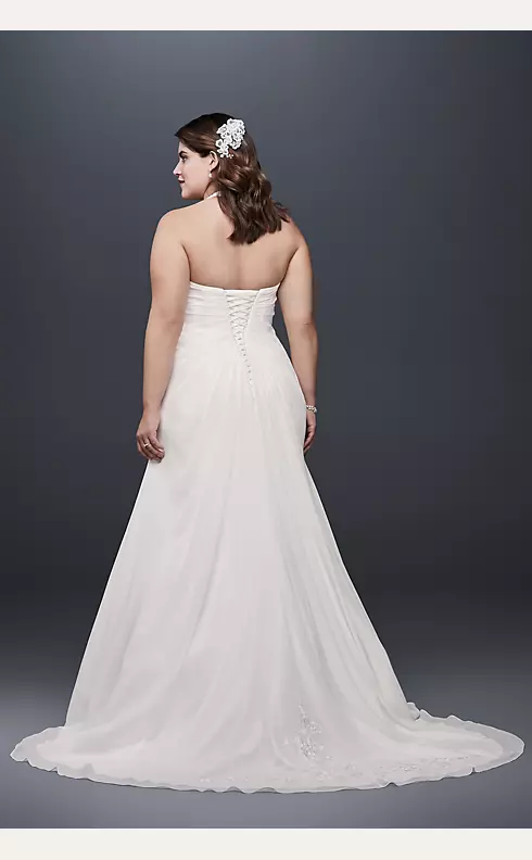 Chiffon Halter A-Line Plus Size Wedding Dress Image 2