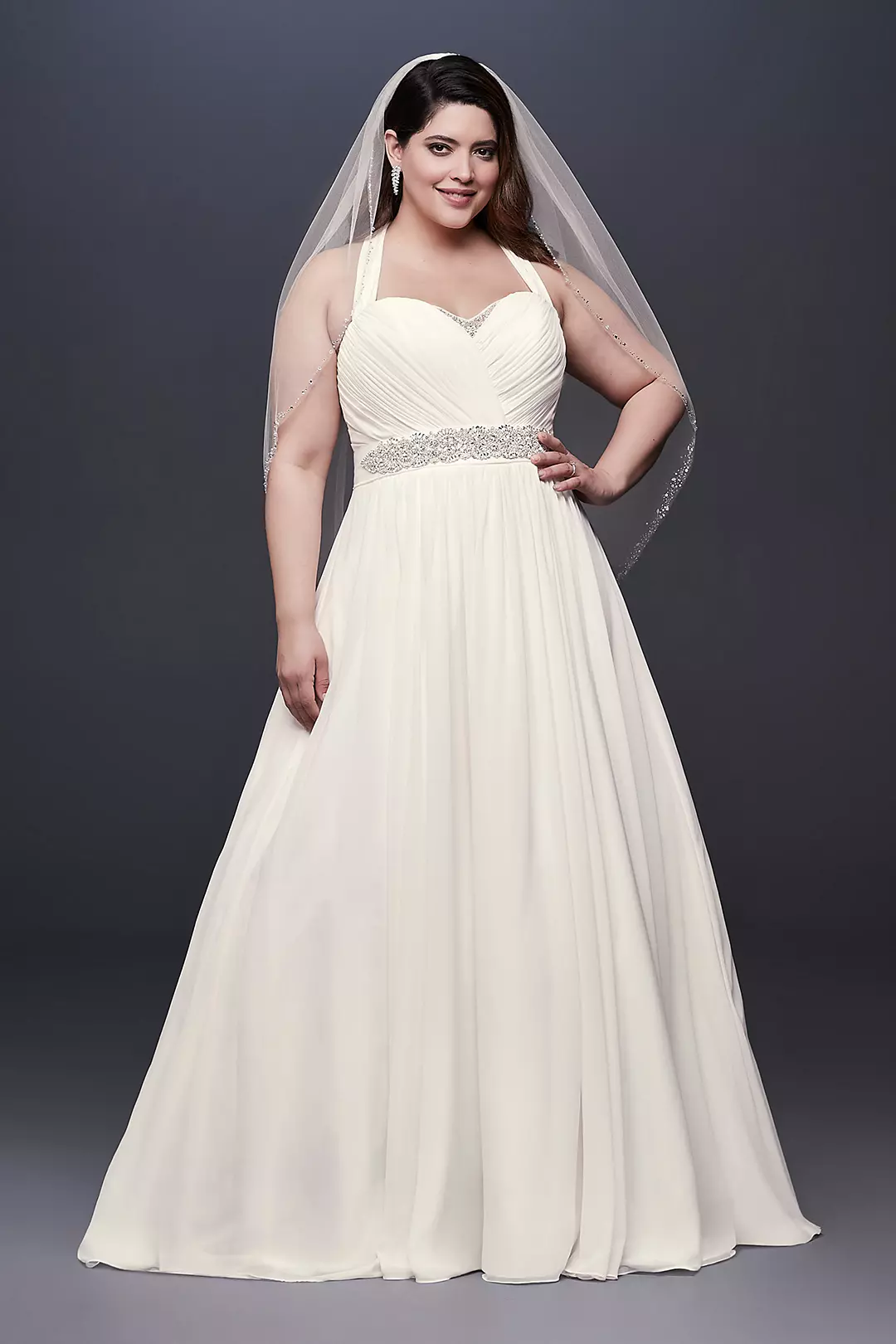 Chiffon Plus Size Wedding Dress with Illusion Back Image