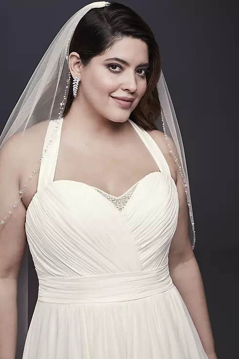 Chiffon Plus Size Wedding Dress with Illusion Back Image 3