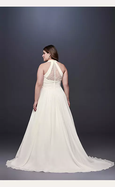 Chiffon Plus Size Wedding Dress with Illusion Back Image 2