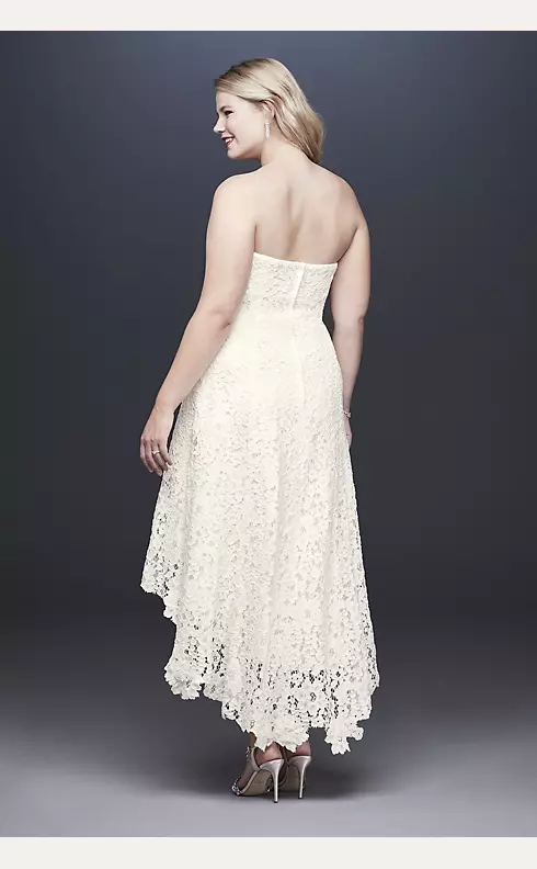 High-Low Tea-Length Corded Lace Wedding Dress Image 2