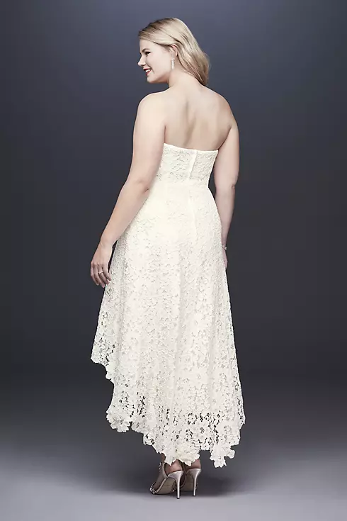 High-Low Tea-Length Corded Lace Wedding Dress Image 2