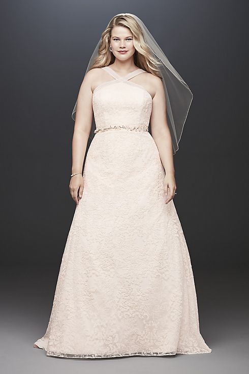 As- Is Embroidered Y-Neck Plus Size Wedding Dress Image