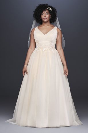 As is Appliqued Glitter Tulle A-Line Wedding Dress