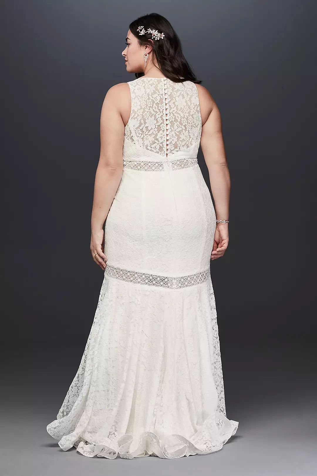 V-Neck Lace Illusion Wedding Dress Image 2