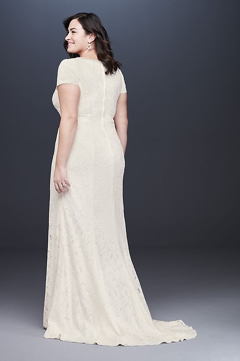 As Is Lace Wedding Dress with Deep Mesh Neckline Image 4