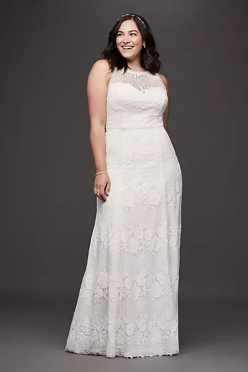 As-Is Open Back llusion Plus Size Wedding Dress Image 1