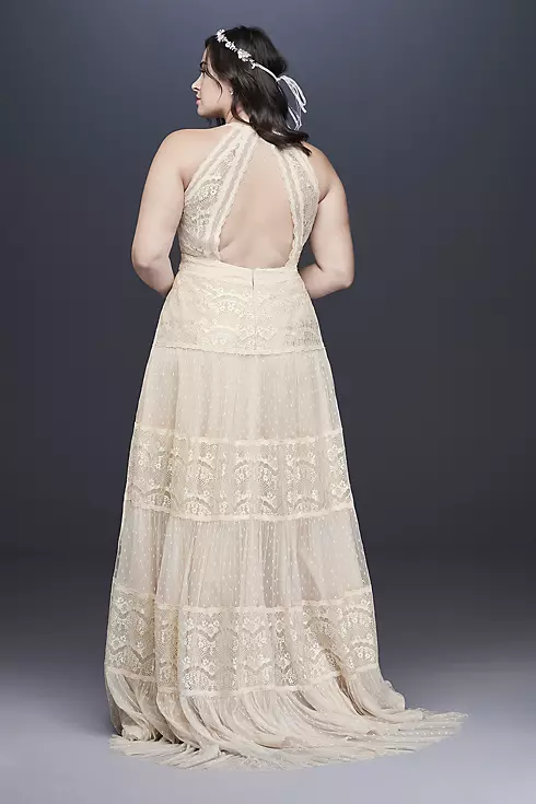 Lace and Point D'Esprit Open Back Wedding Dress Image 2
