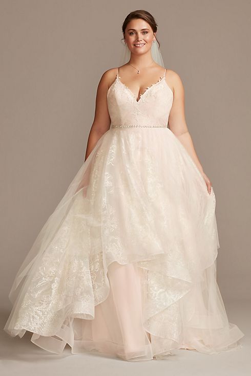As Is Floral and Tulle Layered Plus Wedding Dress Image 1