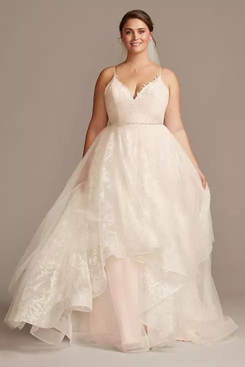 As Is Floral and Tulle Layered Plus Wedding Dress Image 1