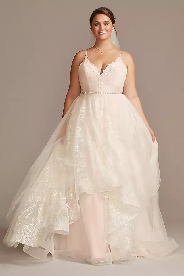 As Is Floral and Tulle Layered Plus Wedding Dress Image