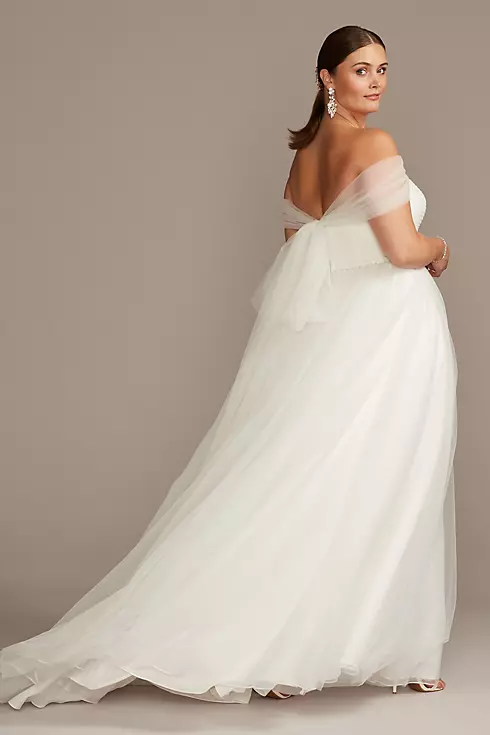 Off the Shoulder Pleated Tulle Wedding Dress Image 2