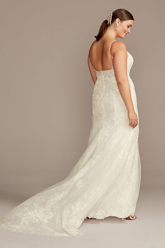 Floral Lace Applique Spaghetti-Strap Wedding Dress Image 6