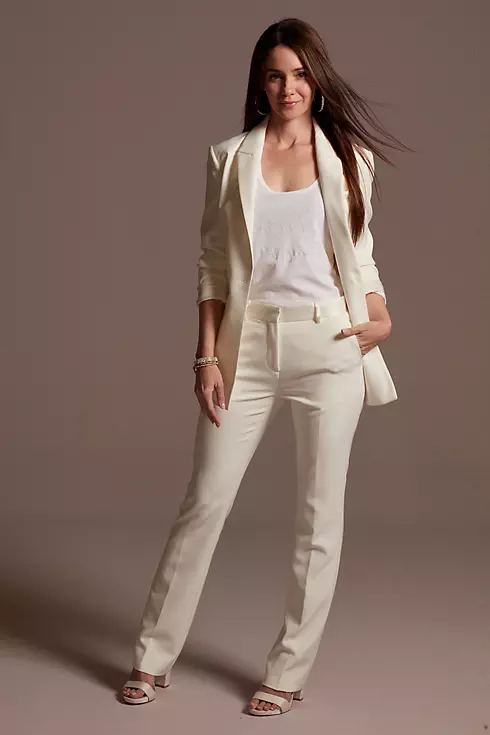 Relaxed Leg Suit Pants with Satin Waist Image 19