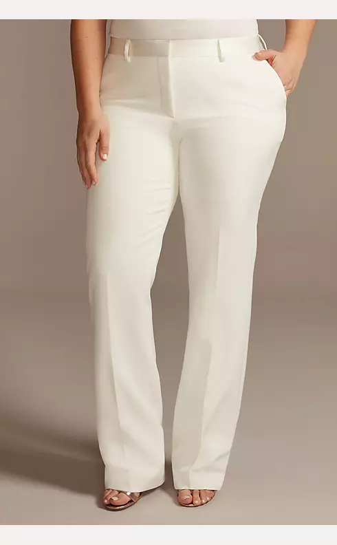 Relaxed Leg Suit Pants with Satin Waist Image 1
