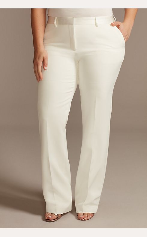 Relaxed Leg Suit Pants with Satin Waistband | David's Bridal