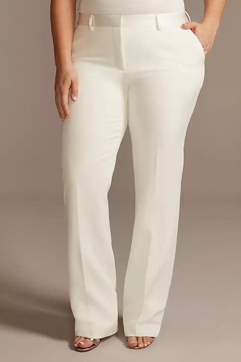 Relaxed Leg Suit Pants with Satin Waist Image 1