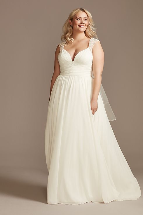 As Is Beaded Cutout Back Plus Size Wedding Dress Image 1