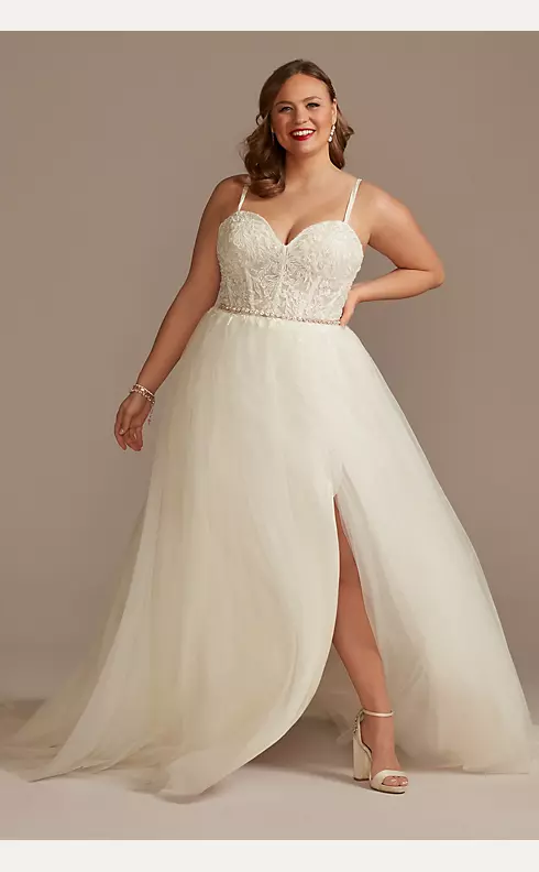 Chic Clean Wedding Dress Bridal Gown 2-28W Plus size White Ivory Slit  Buttons