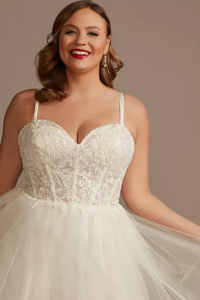 Sheer Boned Bodice Spaghetti Strap Wedding Dress Image 3