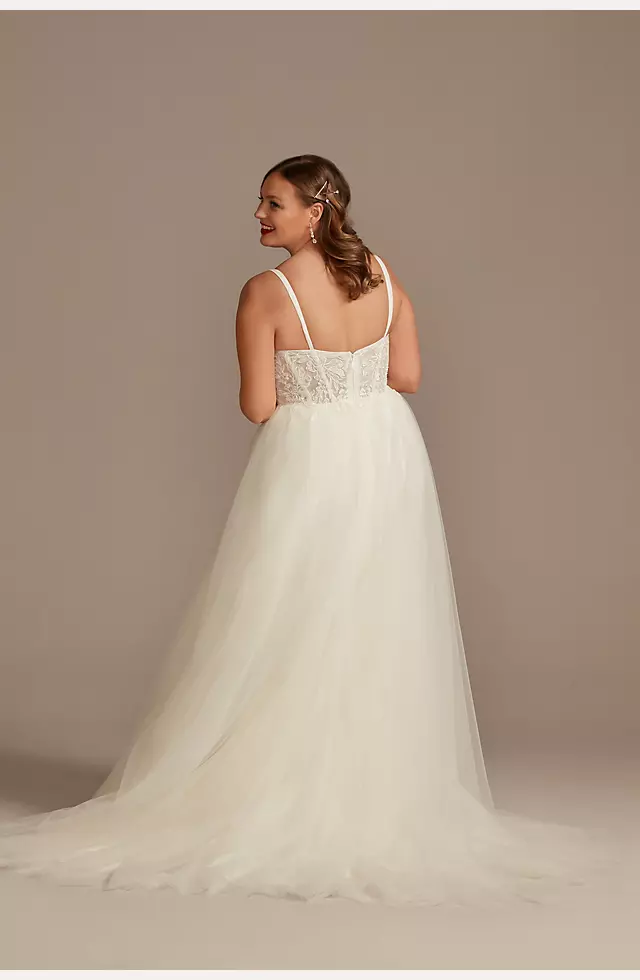 Sheer Boned Bodice Spaghetti Strap Wedding Dress Image 2
