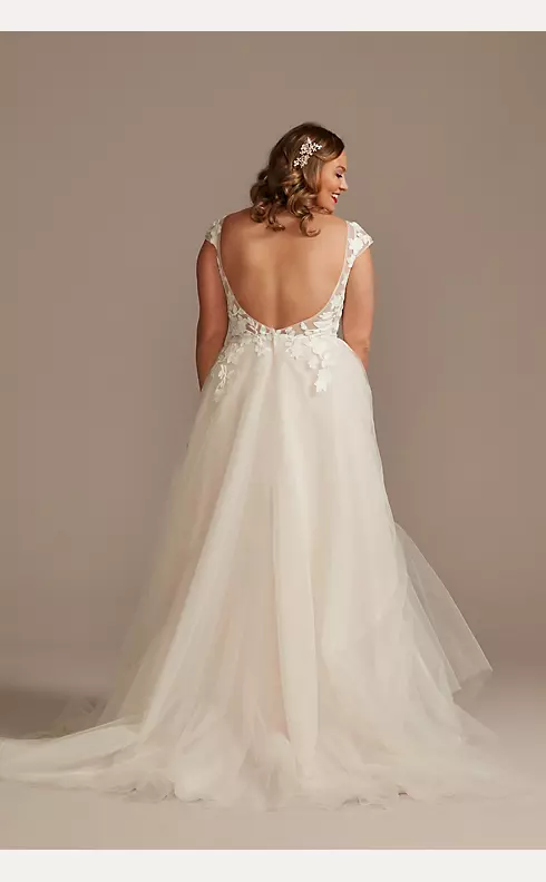 As Is Cap Sleeve Tulle Plus Size Wedding Dress Image 2