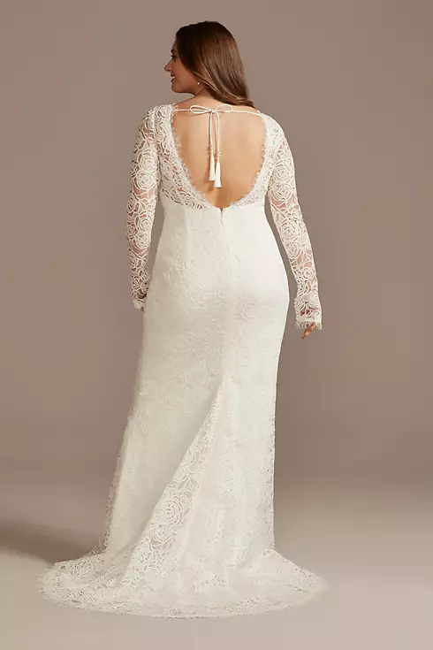 Long Sleeve Lace Wedding Dress with Tassel Tie Image 2