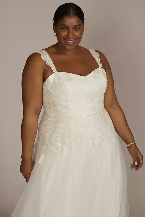 Lace Tank Sleeve A-Line Wedding Gown Image 3