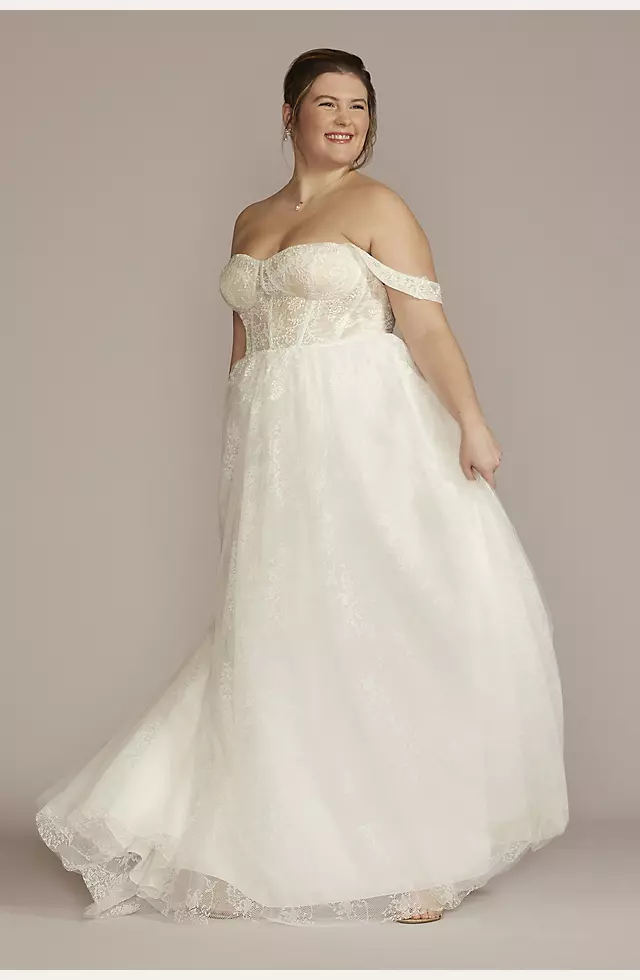Floral Applique Corset Bodice Wedding Gown Image 2