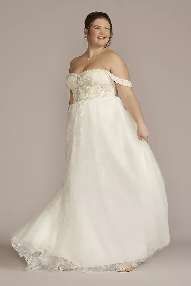 Floral Applique Corset Bodice Wedding Gown Image 2