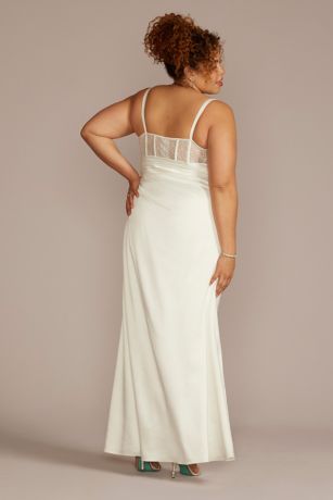Corset Bodice Pleated Tall Plus Wedding Dress | David's Bridal