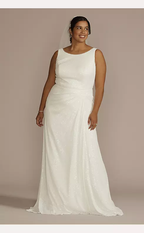Allover Sequin A-Line Scoop Back Wedding Dress Image 1