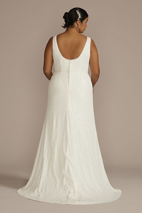 Allover Sequin A-Line Scoop Back Wedding Dress Image 2