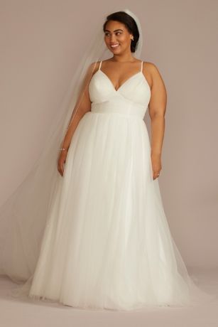 As Is Beaded Strap Low Back Tulle Wedding Dress | David's Bridal