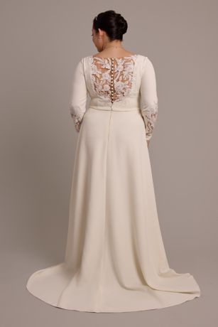 Crepe Long-Sleeve A-Line Wedding Dress