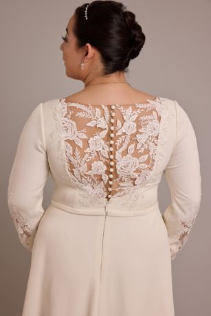 Crepe Long-Sleeve A-Line Wedding Dress