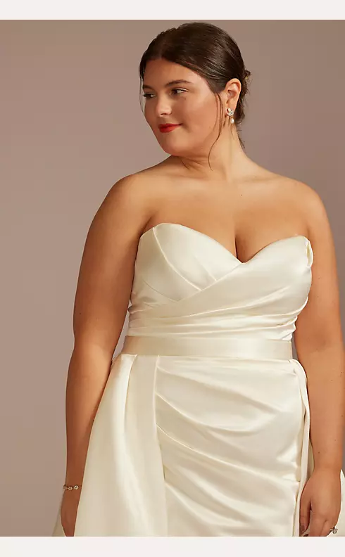 Simple Off the Shoulder White Ruched Satin Wedding Dress WD2434