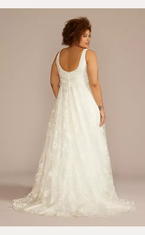 V-Neck Embroidered Lace A-Line Wedding Dress Image 2